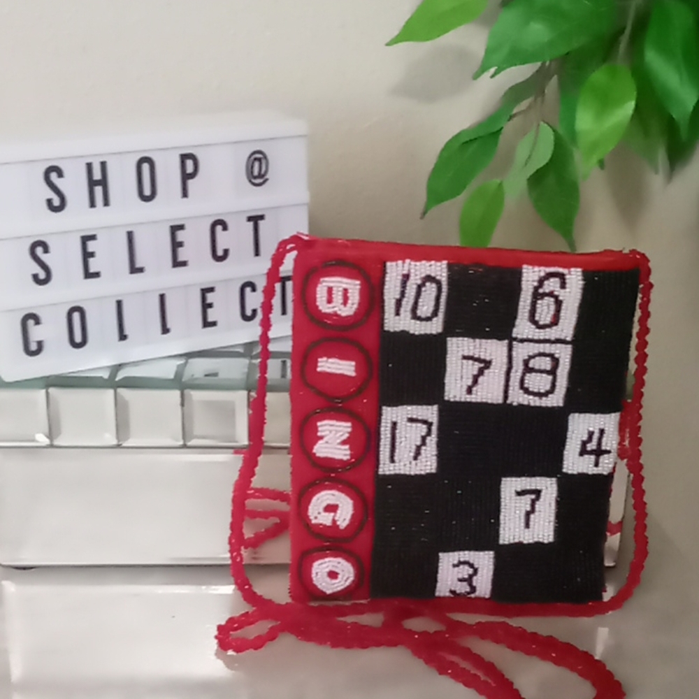 Crossbody handmade beaded Bingo purse